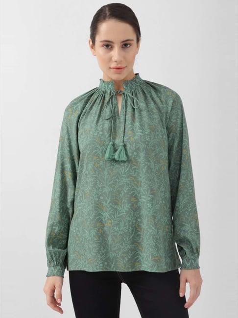 van heusen green printed top