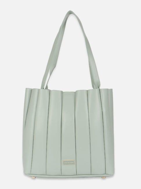 van heusen green pu textured tote handbag