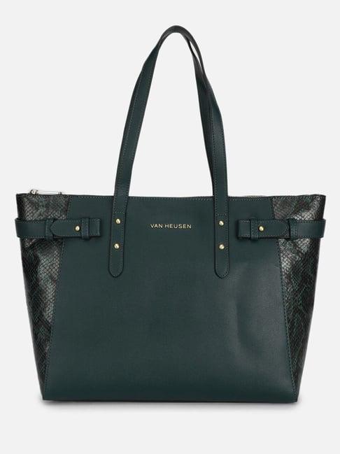 van heusen green pu textured tote handbag