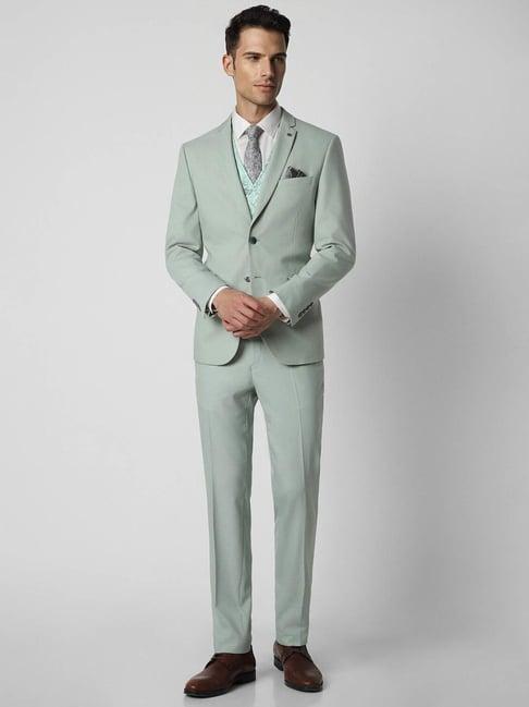 van heusen green slim fit four piece suit