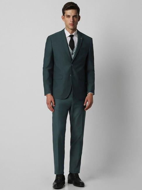 van heusen green slim fit three piece suit