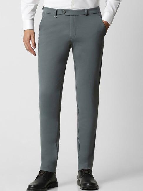 van heusen green slim fit trousers