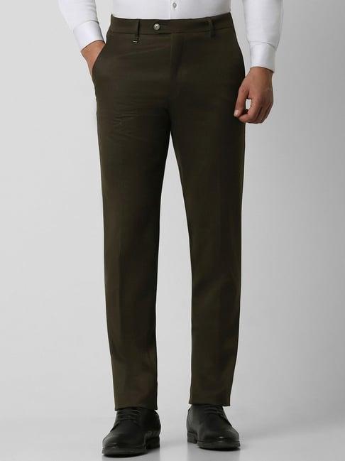 van heusen green slim fit trousers