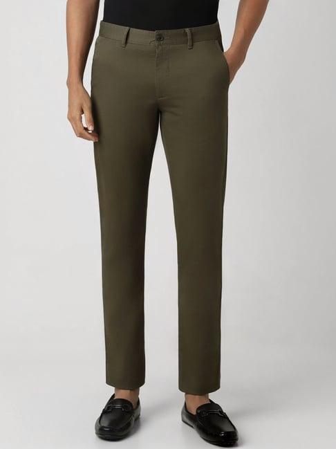 van heusen green slim fit trousers