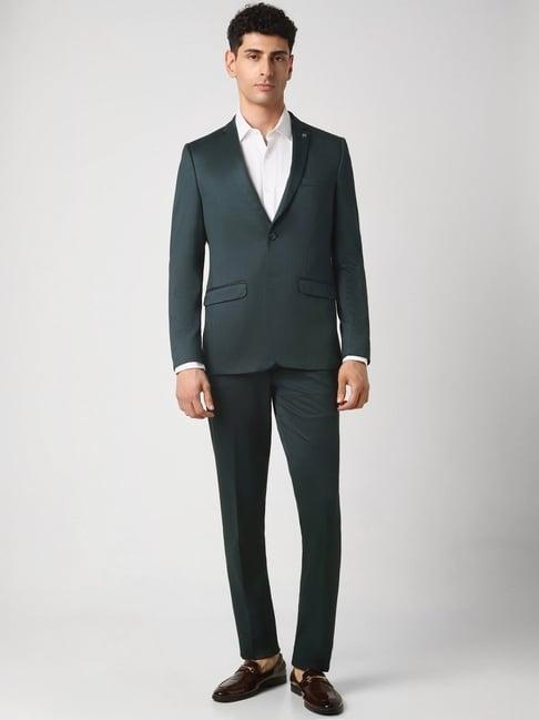 van heusen green slim fit two piece suit