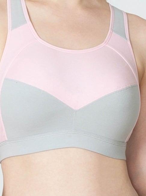 van heusen grey & pink non wired padded sports bra