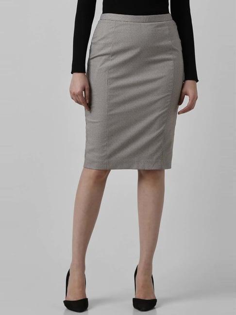 van heusen grey chequered bodycon skirt