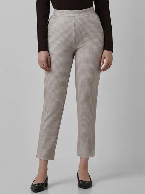 van heusen grey chequered formal trousers