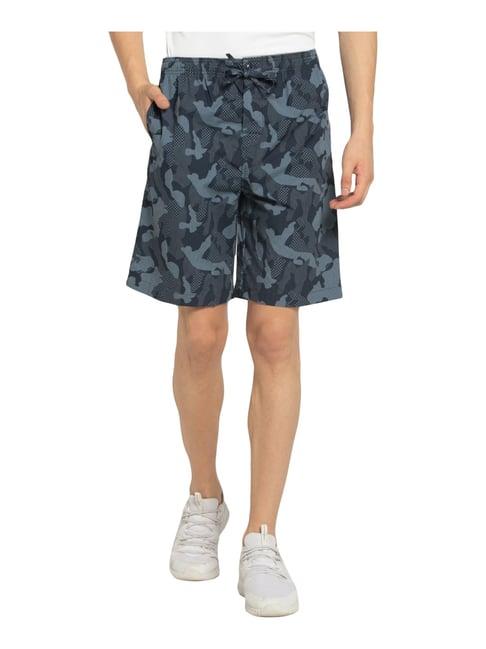 van heusen grey cotton regular fit camouflage shorts