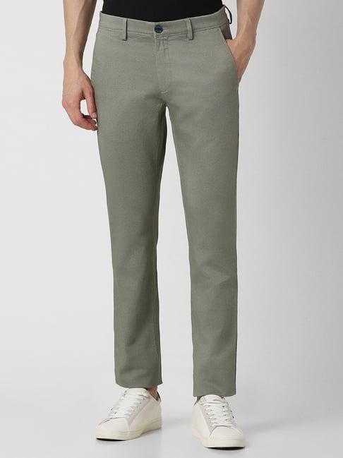 van heusen grey cotton slim fit texture trousers