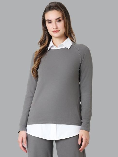 van heusen grey full sleeves t-shirt