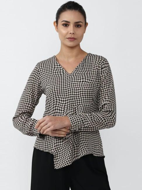 van heusen grey houndstooth pattern top