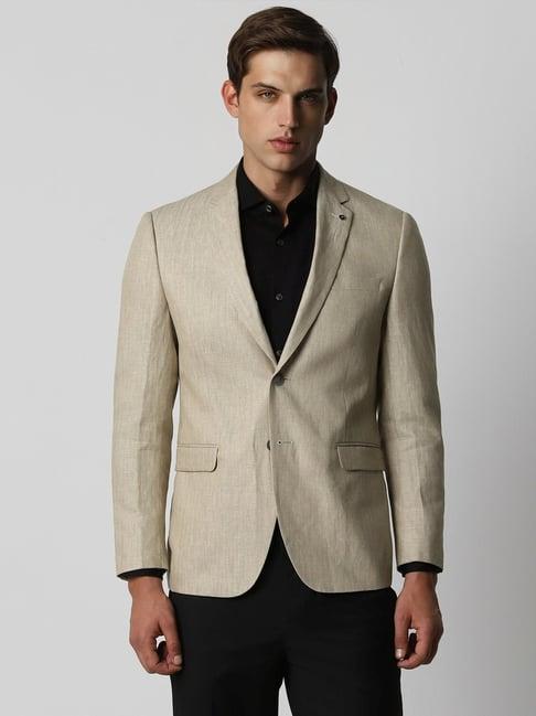 van heusen grey linen slim fit texture blazers