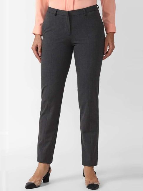 van heusen grey mid rise formal trousers