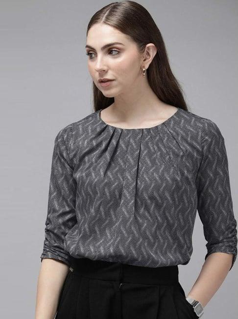 van heusen grey printed top