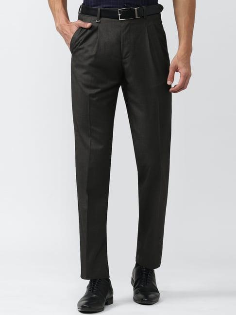 van heusen grey regular fit trousers