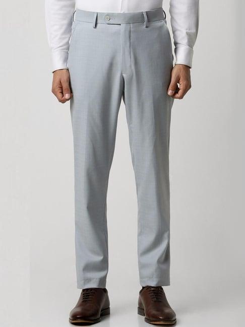 van heusen grey slim fit checks trousers