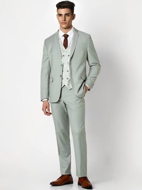 van heusen grey slim fit four piece suit