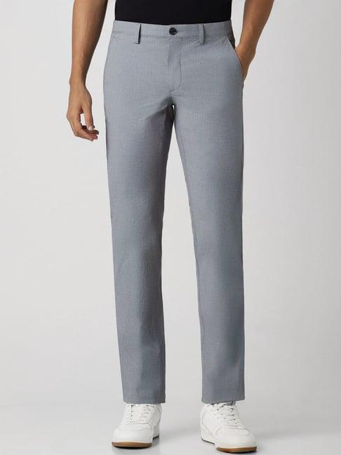 van heusen grey slim fit striped trousers