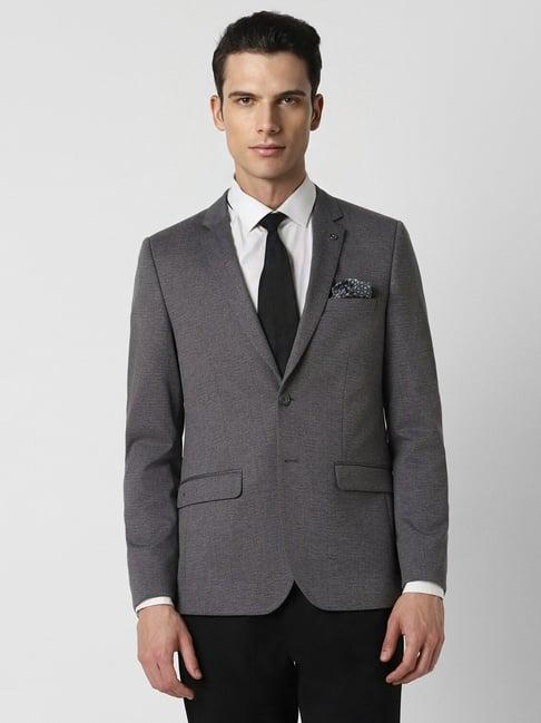 van heusen grey slim fit texture blazer