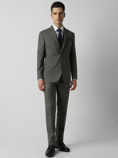van heusen grey slim fit texture four piece suits