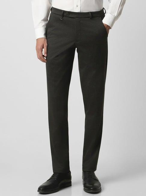 van heusen grey slim fit texture trousers