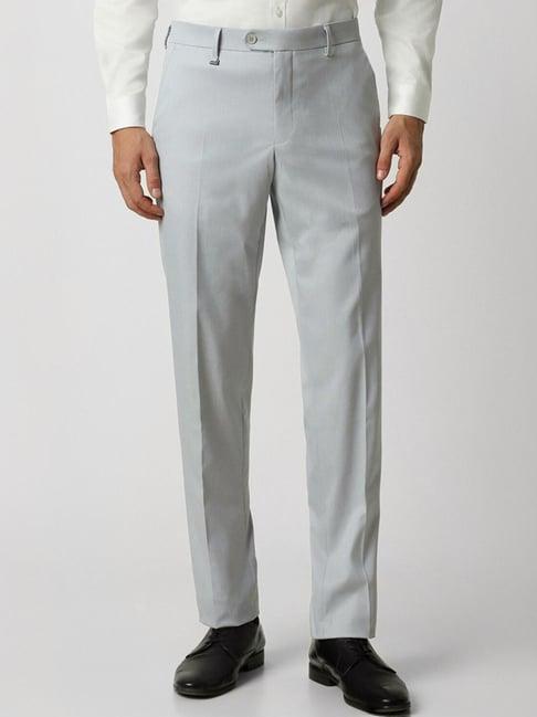 van heusen grey slim fit texture trousers