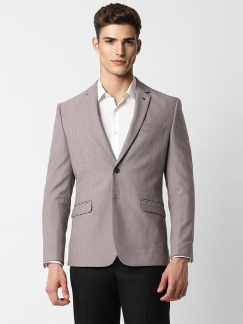 van heusen grey slim fit textured blazer