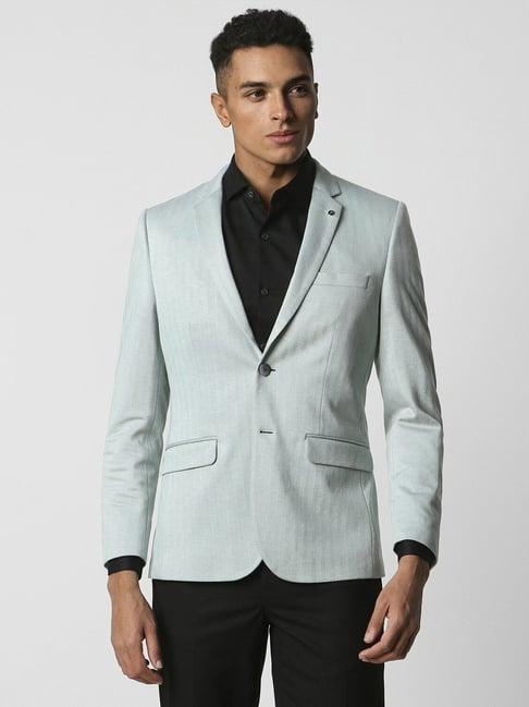 van heusen grey slim fit textured blazer