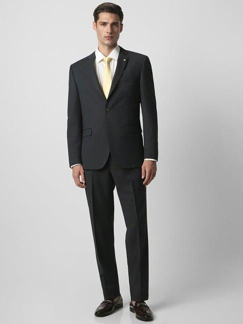 van heusen grey slim fit textured two piece suit