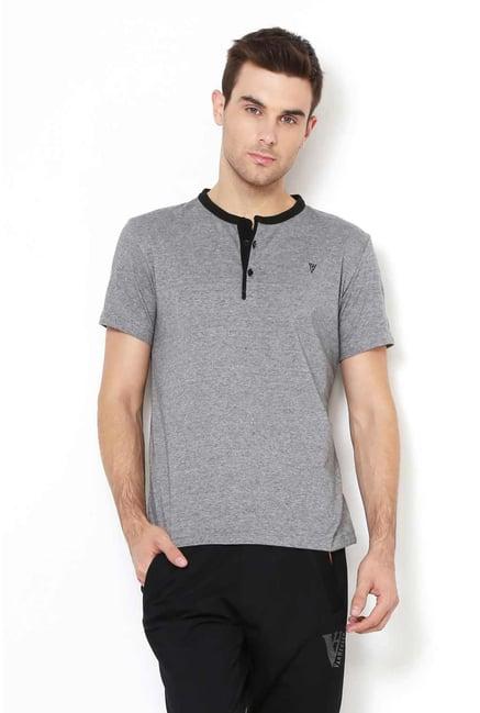 van heusen grey textured t-shirt