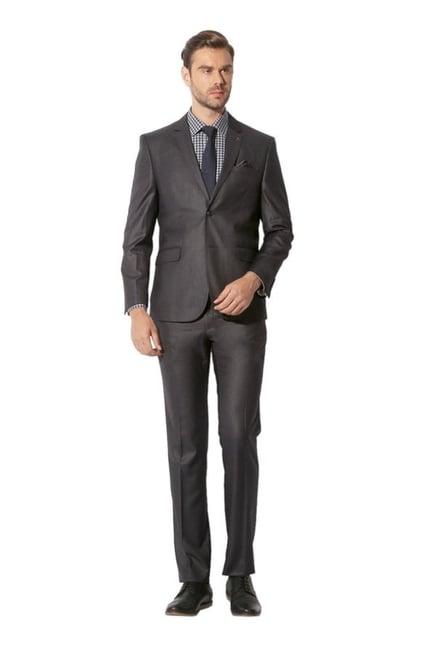 van heusen grey textured two piece suit