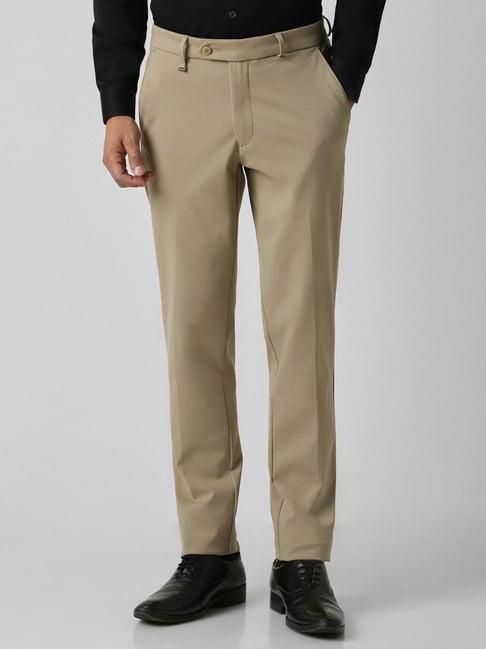 van heusen khaki slim fit trousers