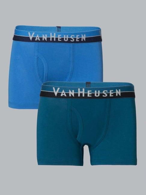 van heusen kids blue cotton regular fit trunks (pack of 2)