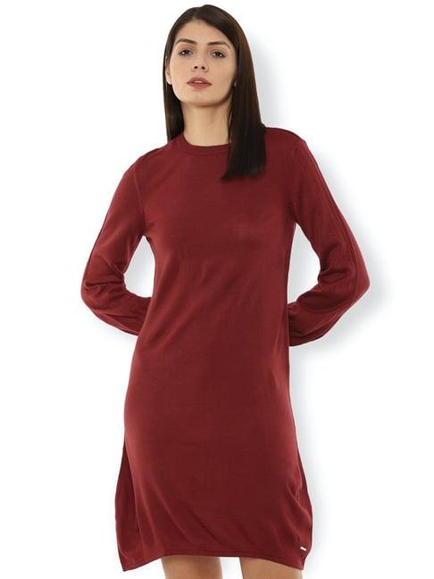 van heusen maroon acrylic shift dress