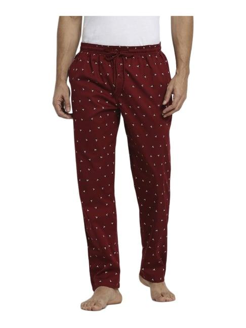 van heusen maroon cotton regular fit printed nightwear pyjamas