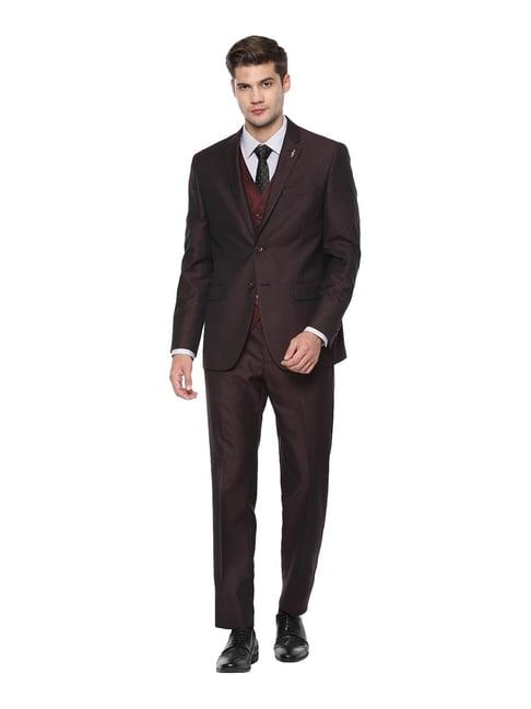 van heusen maroon notch lapel 3-piece suit