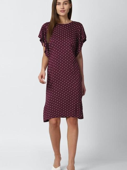 van heusen maroon printed dress