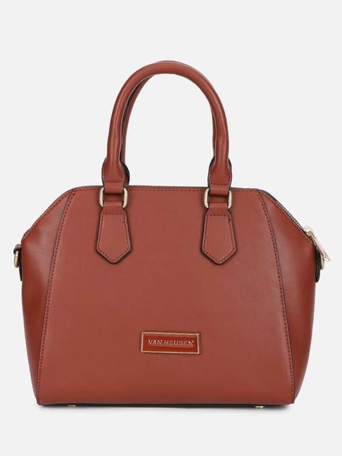 van heusen maroon pu solid handbag