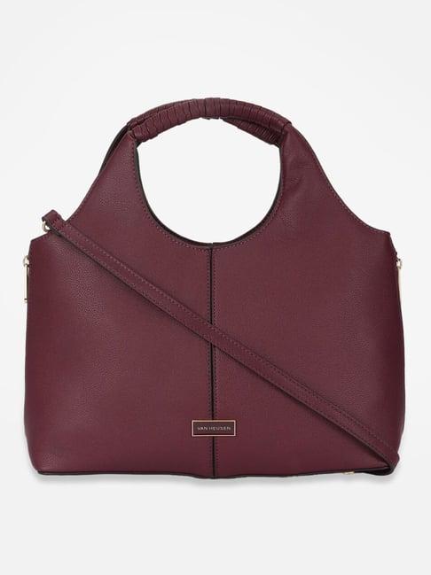 van heusen maroon pu solid hobo handbag