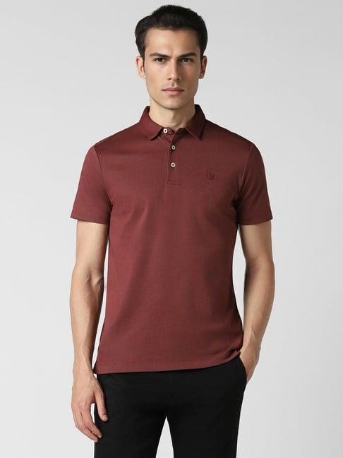 van heusen maroon regular fit polo t-shirt