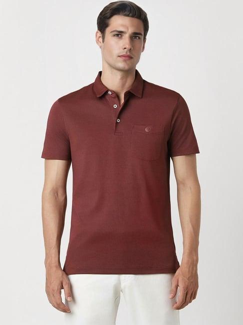 van heusen maroon regular fit polo t-shirt