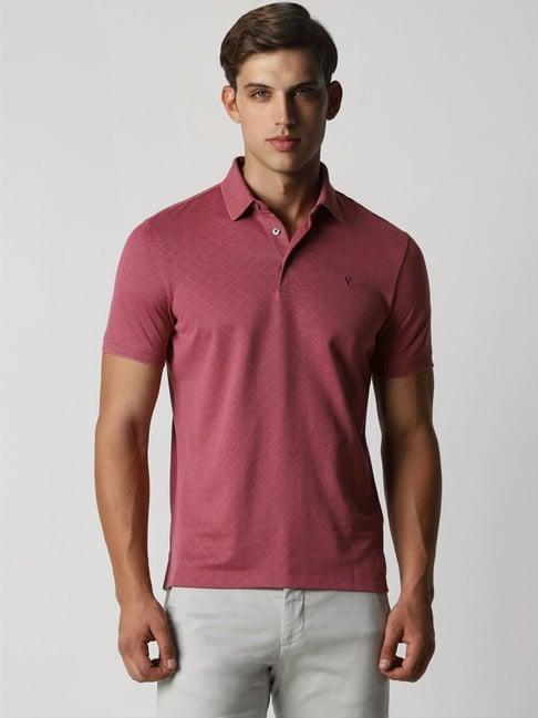 van heusen maroon regular fit polo t-shirt