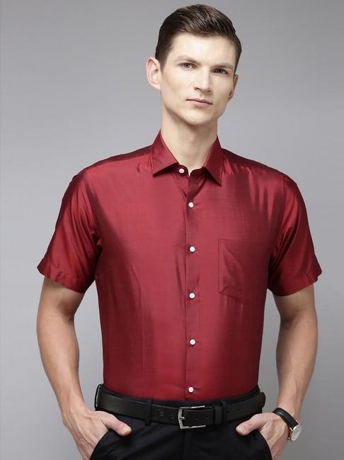 van heusen maroon regular fit shirt