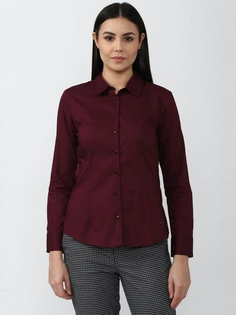 van heusen maroon regular fit shirt