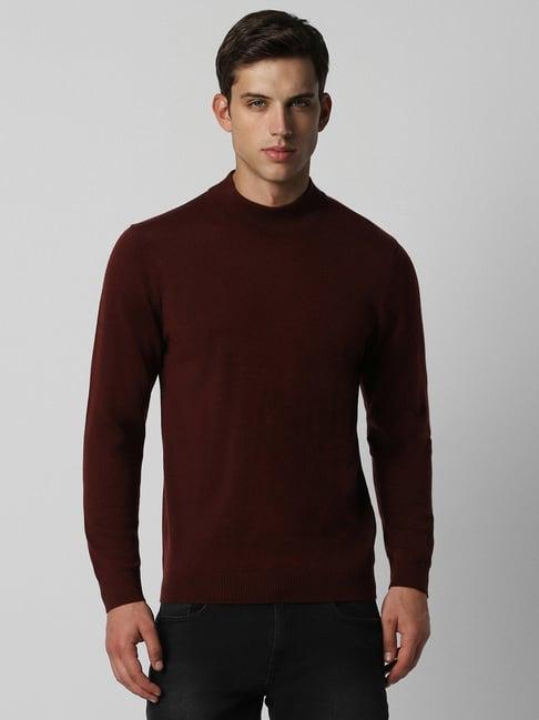 van heusen maroon regular fit sweater