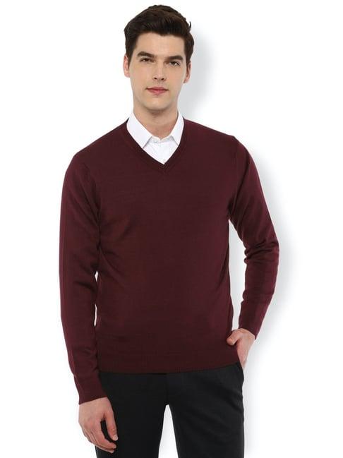 van heusen maroon regular fit sweater