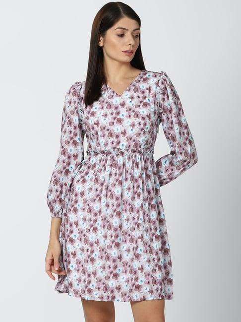 van heusen mauve printed a-line dress