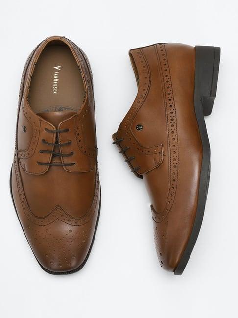 van heusen men's brown brogue shoes