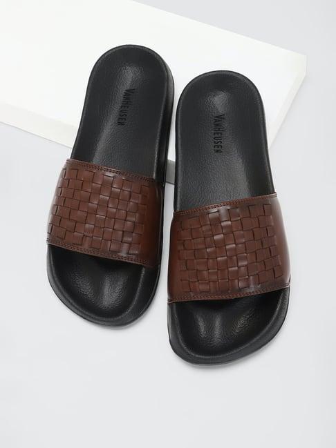 van heusen men's brown slides